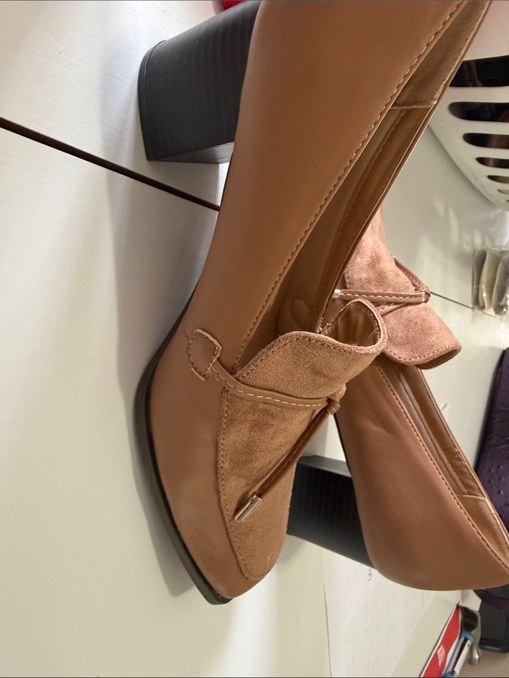Journee Collection Women's Dusty Tan Suede-Trim Loafers - Picture 2 of 2